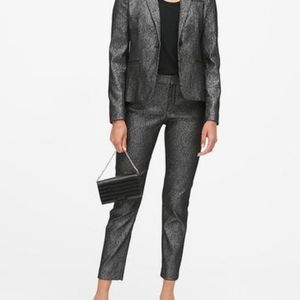 Classic Fit Metallic Plaid Blazer in Antique Silver Plaid